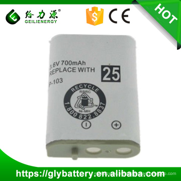 Paquet de batterie rechargeable de NiMH de cellules de la puissance élevée AAA 700mAh 3.6V 3 pour le téléphone sans fil